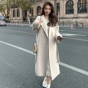 Plus Size Trendy Korean Style Woolen Coat Women's Loose Midi Student Style Jacket Autumn Winter New Arrival Small Size Outerwear